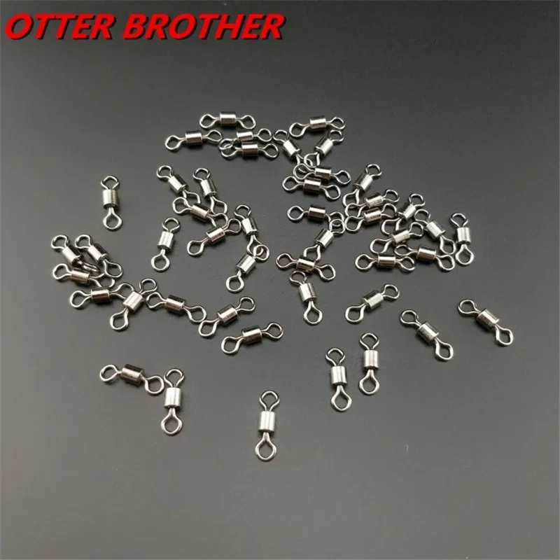 50PCS Fishing Ball Bearing Rolling Swivel Solid Rings 2#4#6#810#12#14# Shape Stainless Steel Connector Lures Fishing Tackle