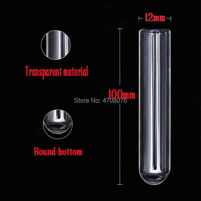 Pyrex test tube Borosilicate transparent lab test tube round bottom blowing glass for scientific experiment 12x100mm 50pcs/lot