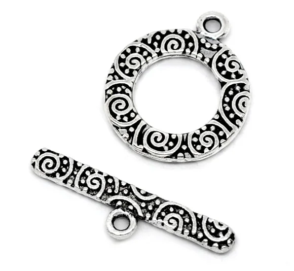 

Lovely 40 Sets Silver Color Pattern Toggle Clasps Findings (B11951)