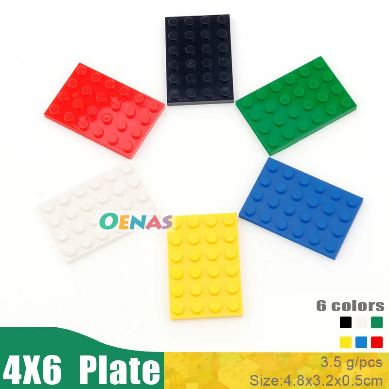 500g 120pcs/bag Educational Kids Toy Plastic Building Blocks Accessories 4x6 Plate DIY Kit Compatible With L*goes Blocks In Bulk