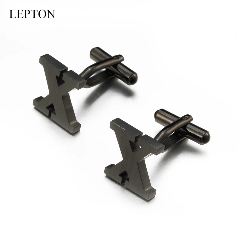 

Lepton Stainless steel Letters X Cufflinks for Mens Black & Silver Color Letters X of alphabet Cuff links Men Shirt Cuffs Button