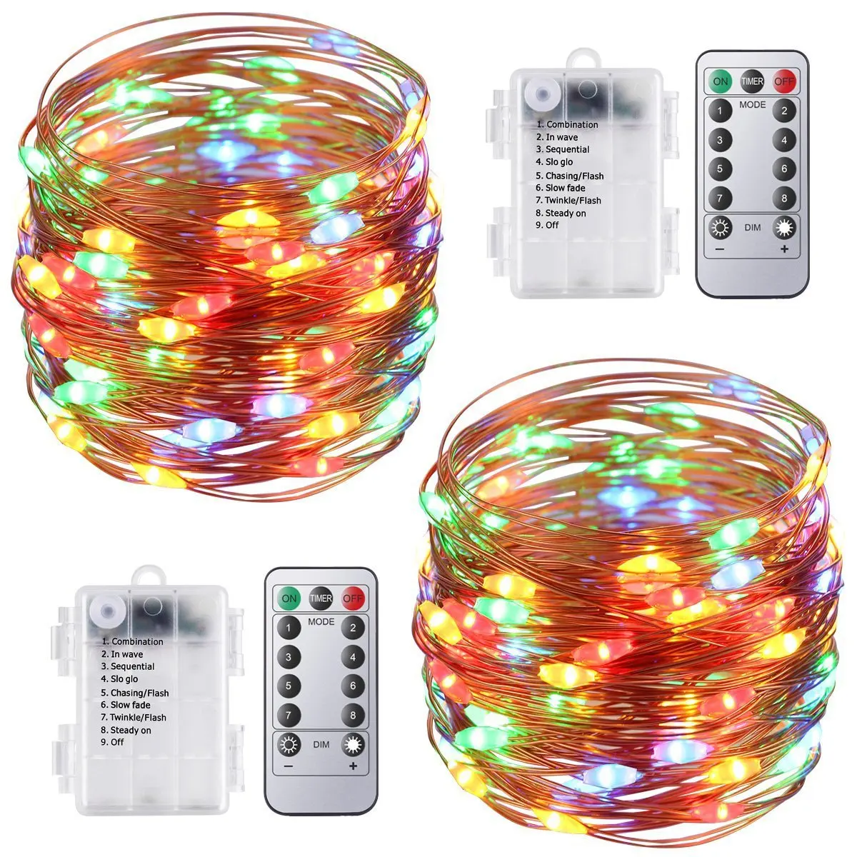 Luzes da corda do diodo emissor de luz impermeável com 8 controlador remoto chave para o casamento chirstmas guirlanda à prova dwaterproof água com