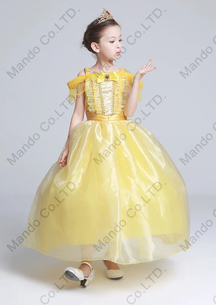 Kids Fair BELLA Girls Christmas Costumes Long Dresses Beauty and The Beast Cosplay Clothing Children Princess Belle dresses