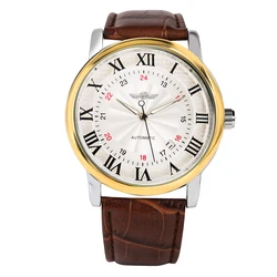 Men's Automatic Mechanical Watch Roman Scale Dial Calendar Display Business Wristwatches Perfect Gift