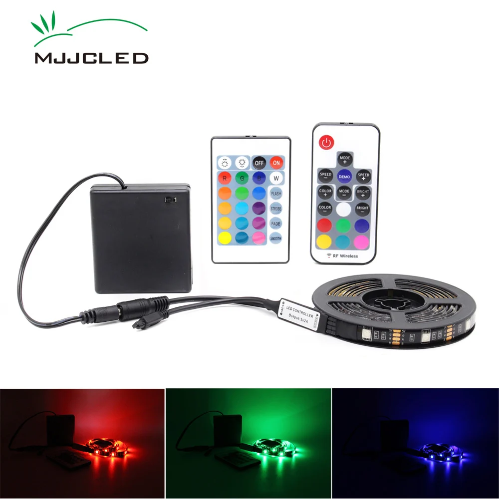 RGB LED Strip Battery Operated Tira LED Stripe 5V Adjustable Waterproof  Battery Powered Remote Control Camping Decorative Lamp