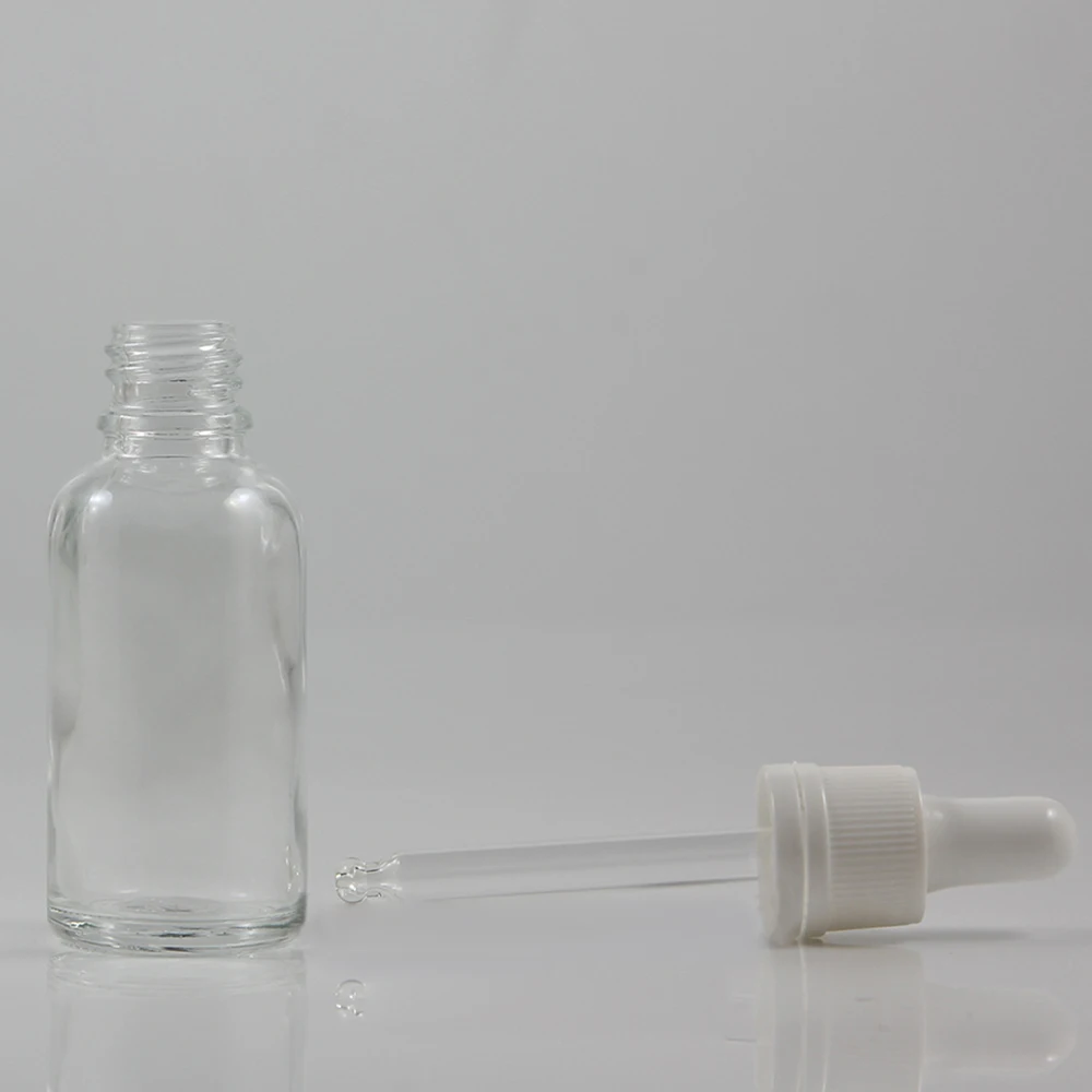 

1 OZ clear cosmetic dropper bottle for oils, eye oil glass containers 30ml transparent essential oil cream bottle