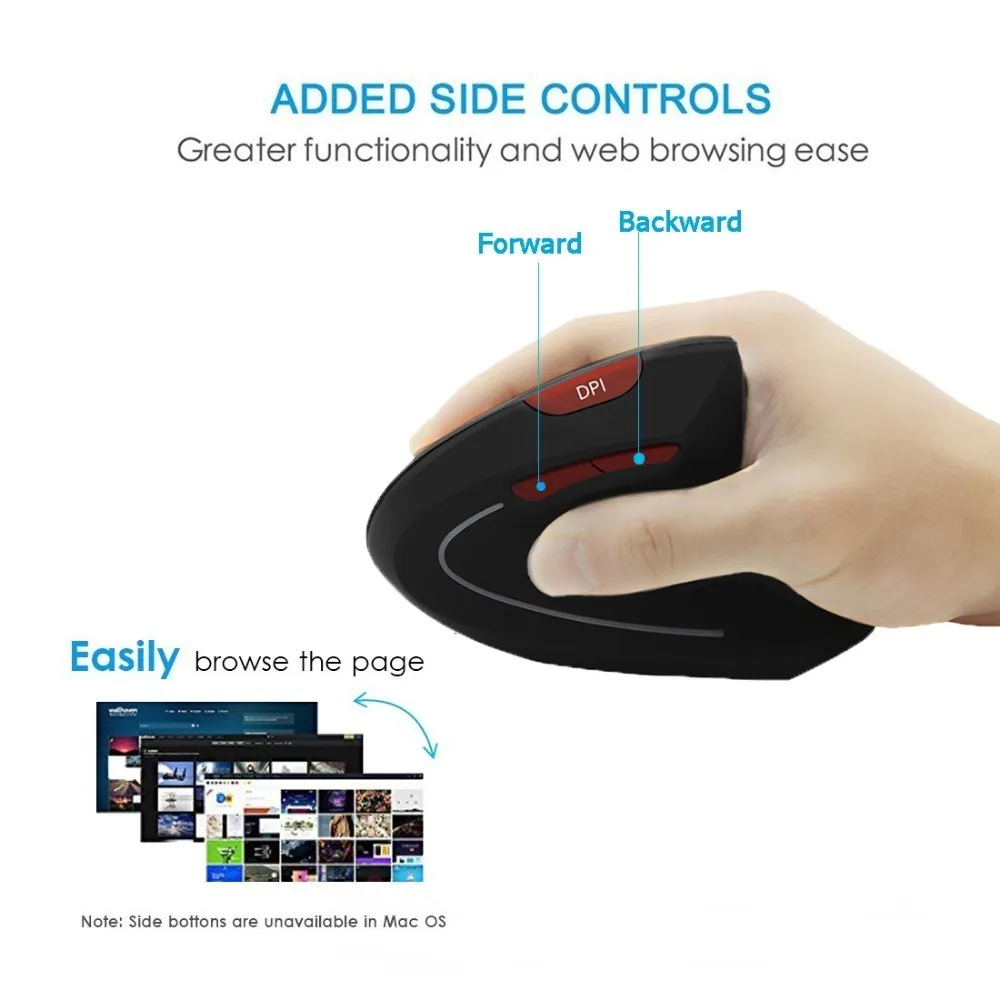 CHYI Ergonomic Wireless Vertical Mouse Right/Left Hand Computer Gaming Mice 5D 1600DPI USB Optical Mouse Gamer With Mouse Pad