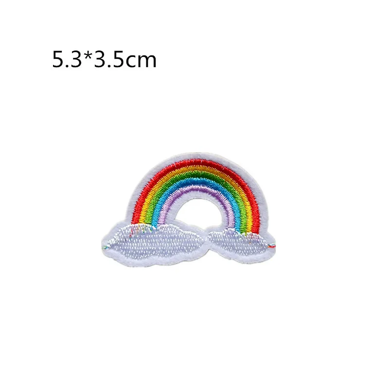 PGY Anime Rainbow Patch Applique Cute Cartoon Iron On Patches Stripe On Clothes Embroidered Patches For Clothing DIY Stickers