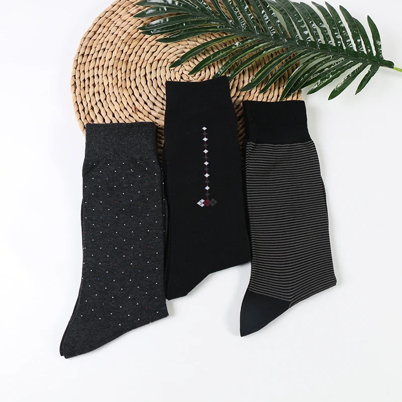 

DONG AI 3 pairs / pack cotton nylon socks male dot stripes squares wonderful combination