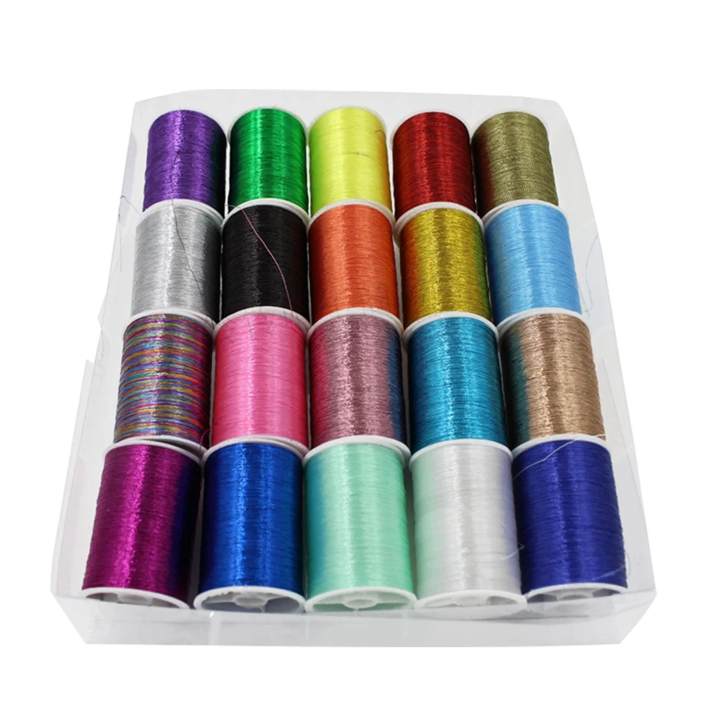 16 Spools Metallic Thread For Crafts Thread Machine Threads Set Sturdy Household Portable DIY Cross Stitch Multicolor