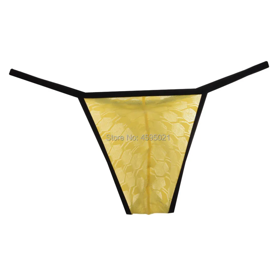 Men Lace Bikini Enlarge Pouch Brief See-through Mini Trunks Guy Posing Underwear