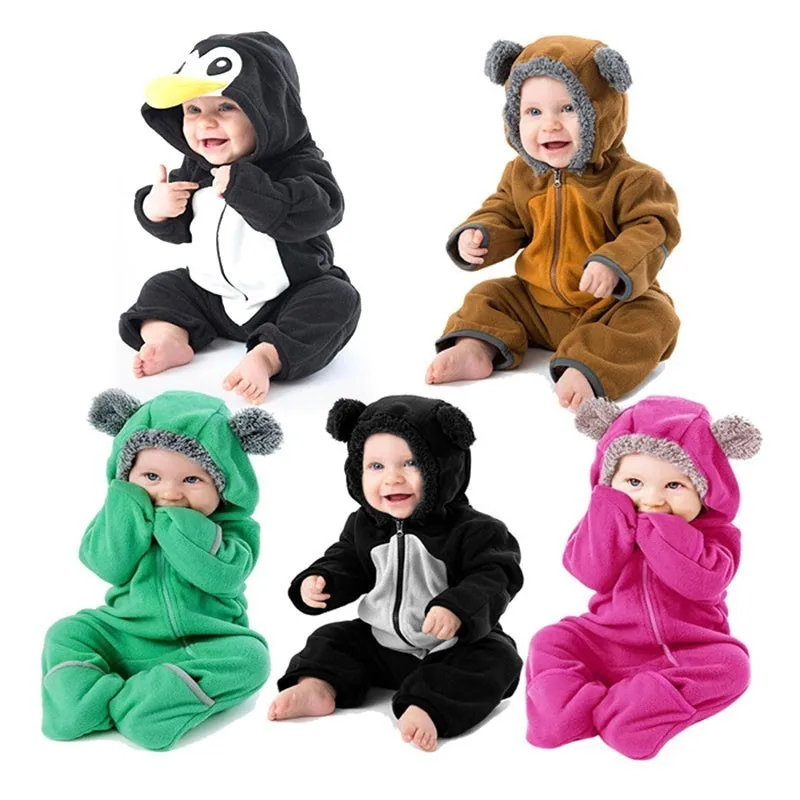 Baby Clothing Cartoon Infant Romper Boys Girls Jumpsuit Animal Model Long Sleeve Costume Ropa Hooded Overall Climbing Clothes