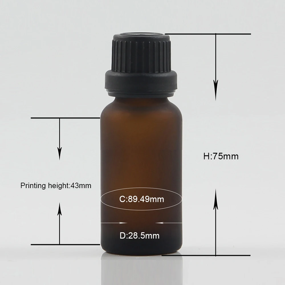 

20ml Empty Glass Bottles Matte Amber Vials Black And Gold Tamper proof Cap Brown Essential Oil Bottles