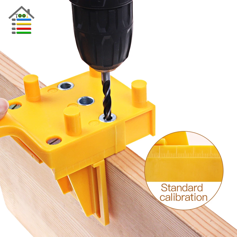 Wood Dowel Jig Kit 6 8 10mm Drill Guide Set with Wooden Pins Center Dowel Tenon Handheld Woodworking Quick Doweling Joints