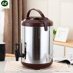 8L10L12L Milk Bucket Storage Bin Inox Milk Double Wall Heat Preservation Barrel Coffee Juice Soybean Commercial Barrel with Tap