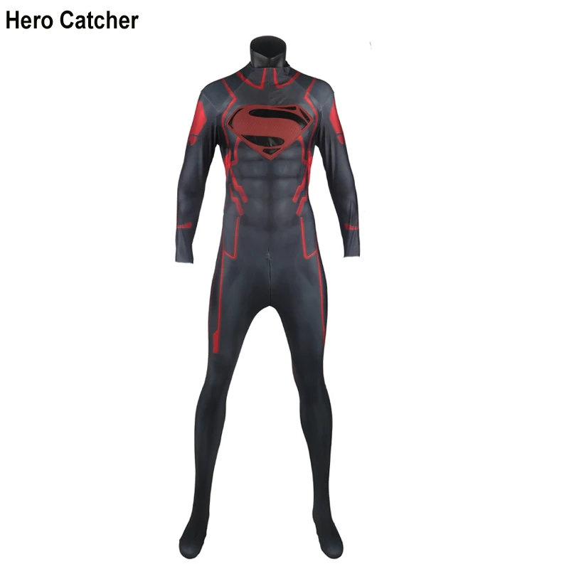 

Hero Catcher High Quality Superboy Costume With Embossed Logo Muscle Shade Super Boy Cosplay Costume For Party