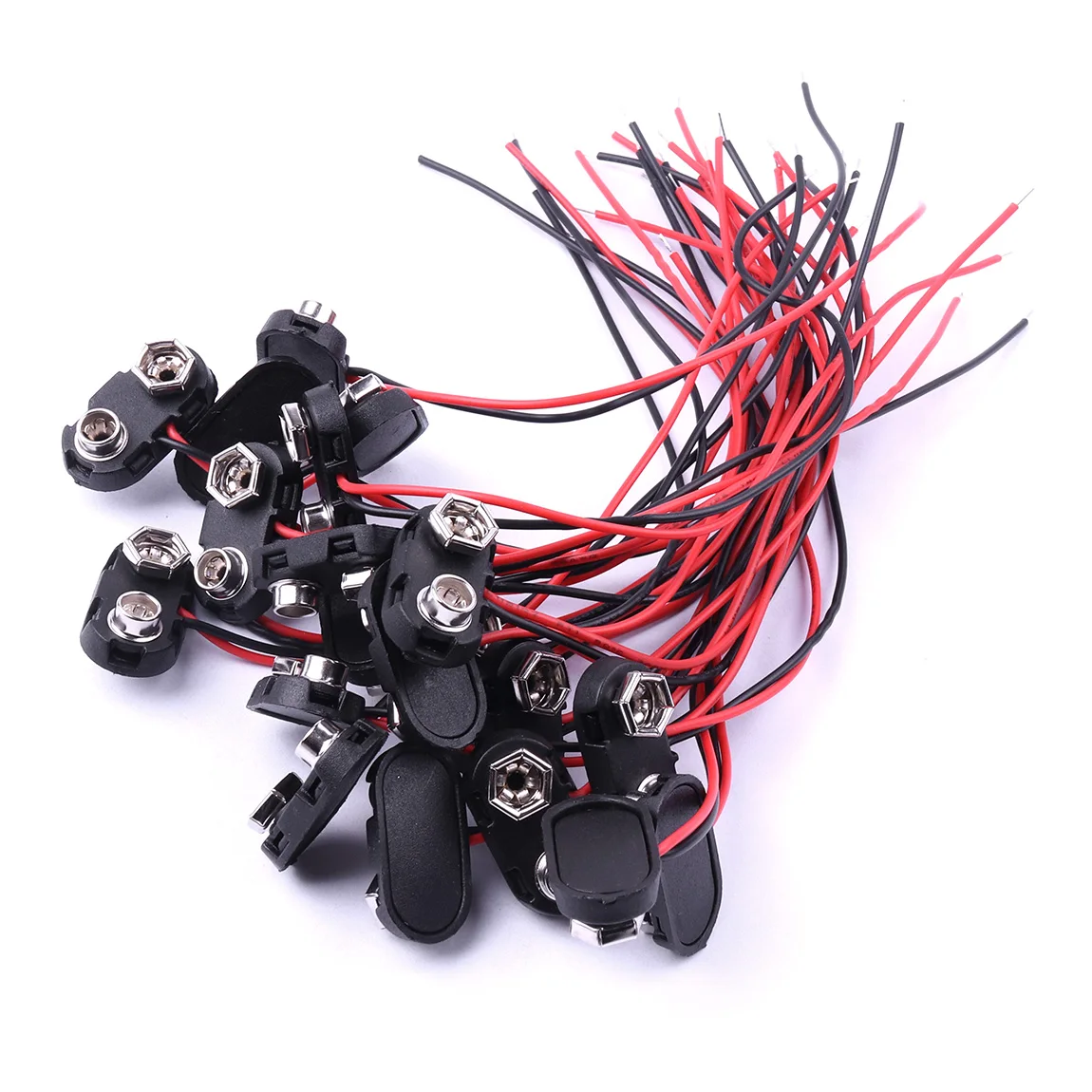 80/100/200pcs High Quality T type 9V Battery Snap Connector Clip with Wire Holder Cable Leads Cord