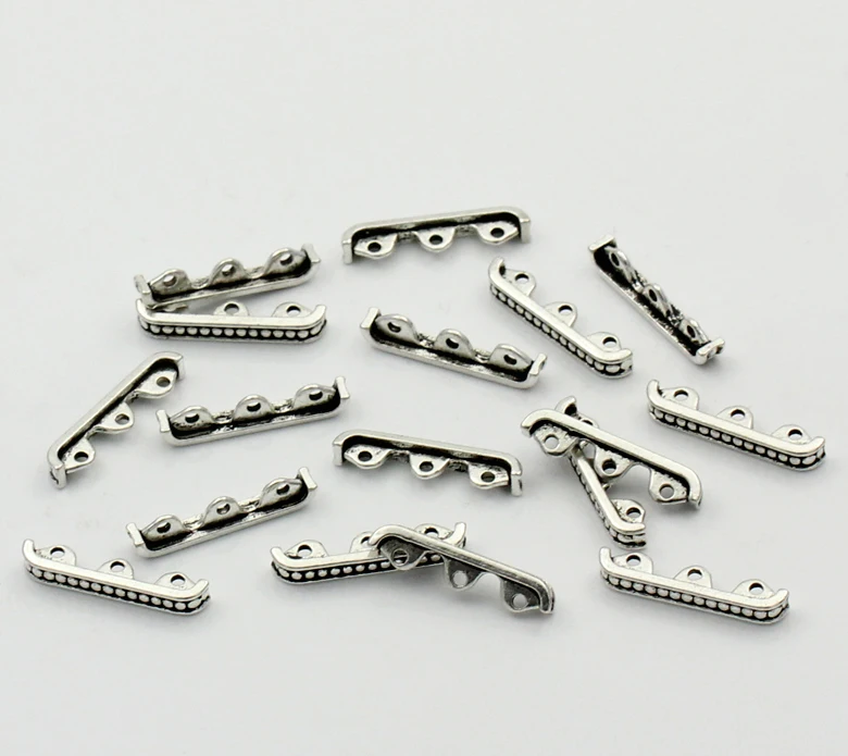 DoreenBeads Spacers Beads Sled Silver Color 3 Holes 24x5mm,50PCs (B22473), yiwu