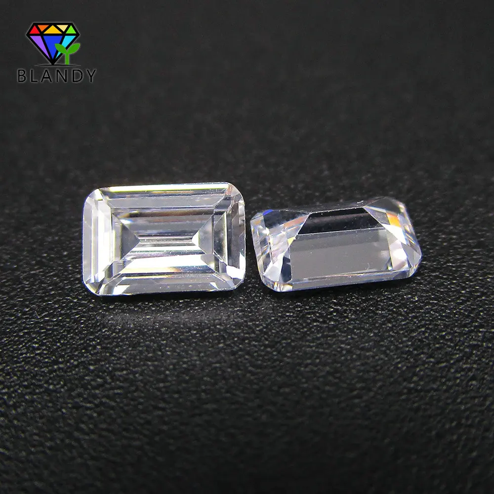 Free Shipping 4x6mm~9x11mm 5A Grade Octangle Shape Emeral d Cut White Cubic Zirconia CZ Stone Synthetic Gems For Jewelry