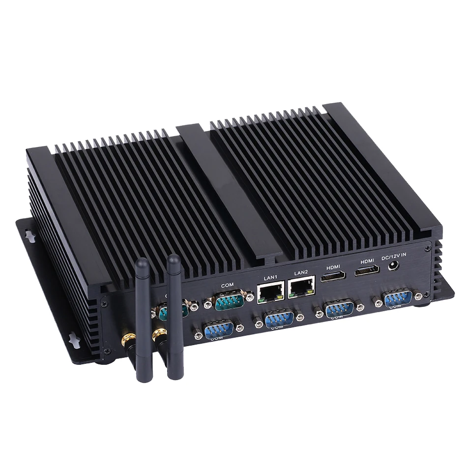 Hunsn Fanless Industriële Pc, AIM04,Intel Celeron 2955U/I7 4500U,Windows 11,Mini Computer,6COM RS232,2Hdmi, 2LAN,4USB3.0,4USB2.0