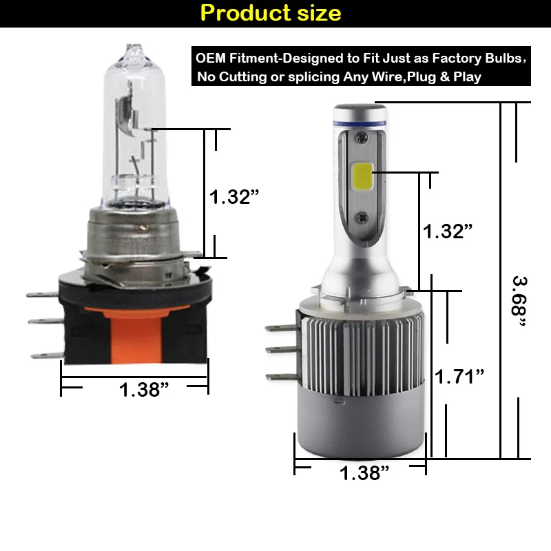 iJDM Error Free Canbus H15 LED Lights OBC HID White 12V For Audi BMW Mercedes OEM halogen headlamps for high beam Daytime Lights