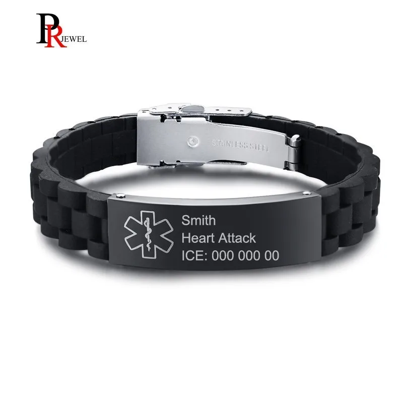 

Sport/Slim Reversible Waterproof Medical Alert ID Bracelets for Women Man Size Free Engraving