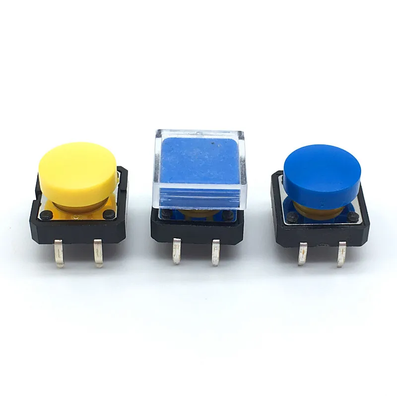 20pcs 12*12*7.3mm 4pin Tactile Tact Push Button Switch 12x12x7.3mm B3F-4055 Momentary Micro Switch Yellow button With Knob