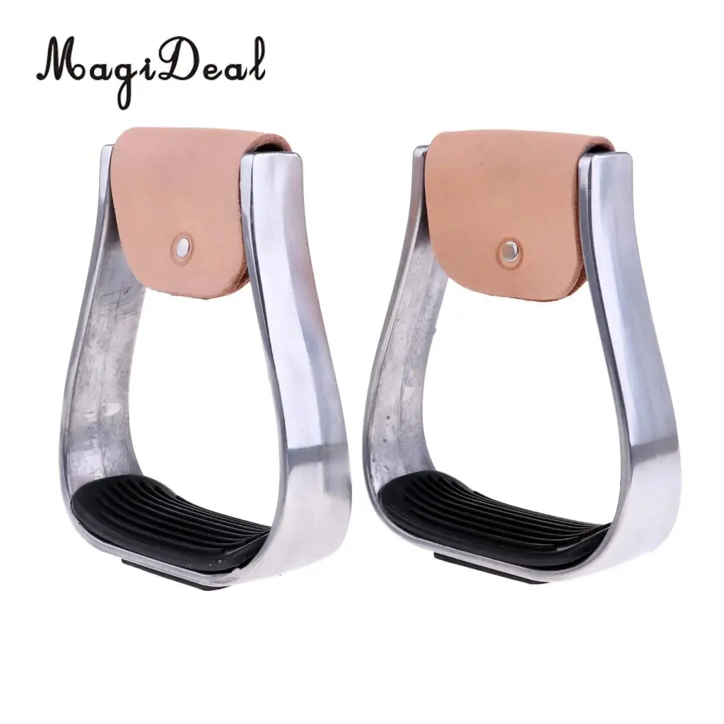 MagiDeal 2Pcs/Set Adult Aluminum Stirrups Equestrian Horse Riding Gear Anti Skid Treads Black