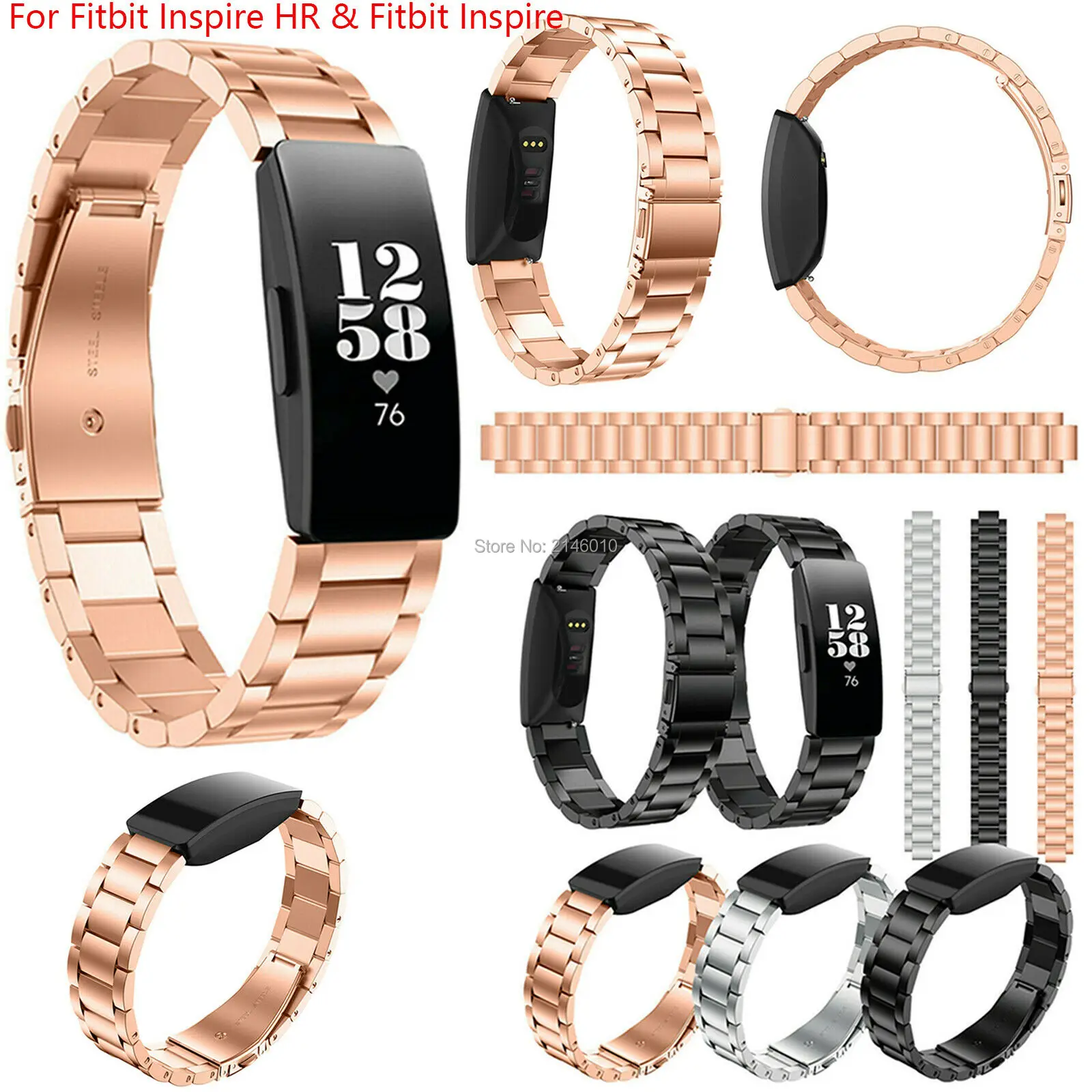 Stainless Steel Watch Band Wrist Strap for Fitbit Inspire HR Heart Rate & Fitnes