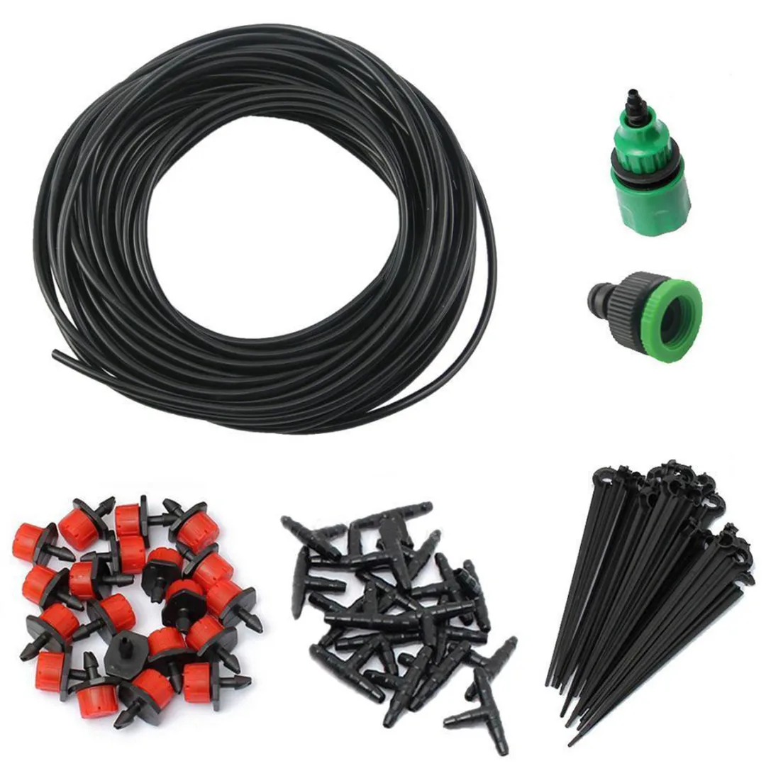 25M Garden DIY Automatic Watering Micro Drip Irrigation System Garden Self Watering Kits with Adjustable Dripper Spray Cooling