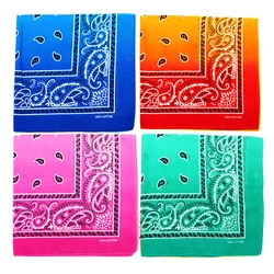 Cotton Bandana Men Bright Gradient Color Blue Orange Pink Green Squares Neck Scarf Women Hiphop Headband Handkerchief Headwear