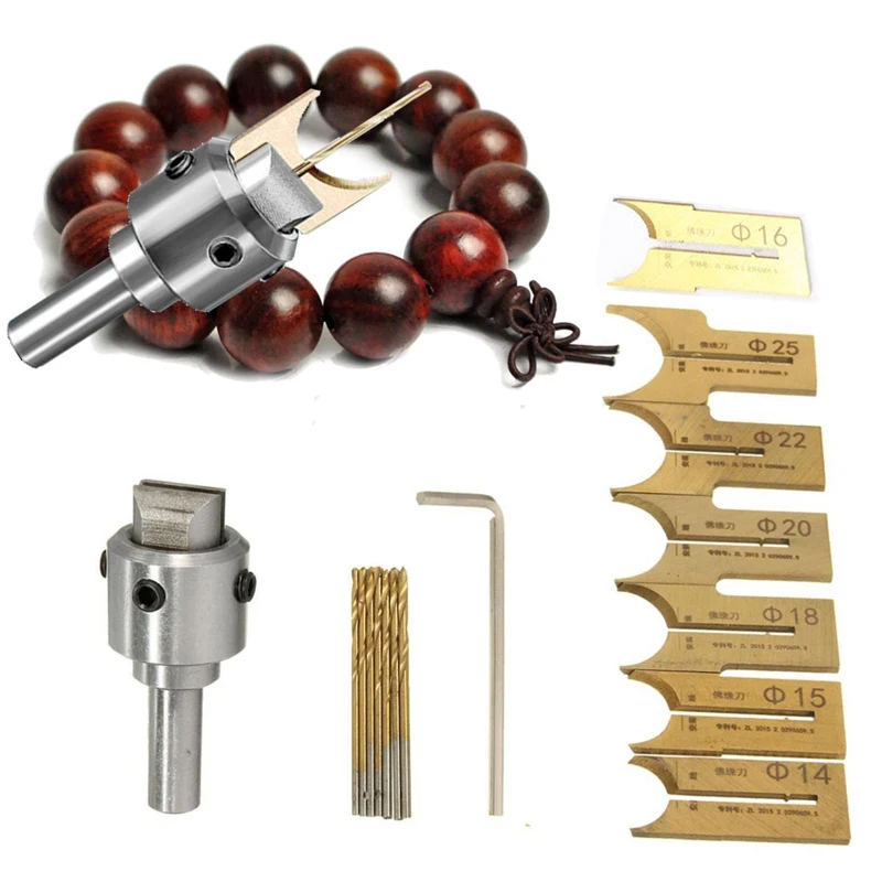 Imagem -02 - Carboneto Bola Lâmina Carpintaria Fresa Ferramenta de Moldagem Contas Roteador Bit Brocas Conjunto de Bits 1425 mm 16 Peças