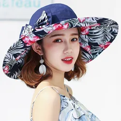 Sombrero reversible de verano para mujer, gorra de playa de ala supergrande, sombrero de sol para mujer, sombrero de Fedora con lazo para niñas de estilo inglés