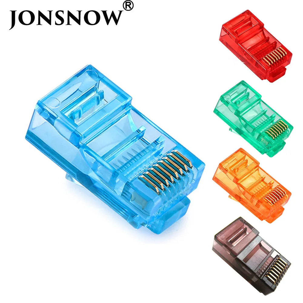 20/50/100PCS RJ45 Ethernet Cables Module Plug Network Connector RJ-45 Crystal Heads Cat5 Color Cat5e Gold Plated Cable