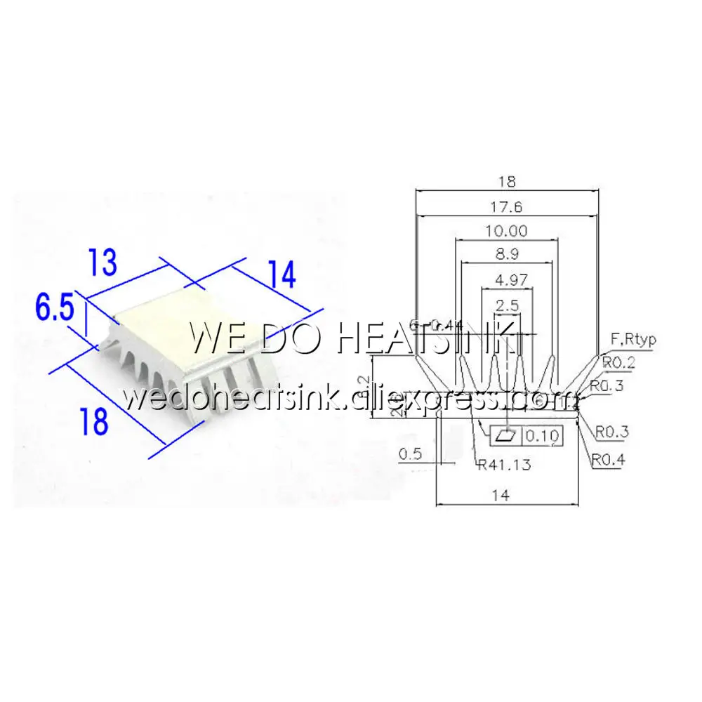 10pcs Aluminum Spiky Black Mini Heatsink 13x14x6.5mm Heat Sinks Cooler for IC VGA RAM With Thermally Adhesive Tape Applied