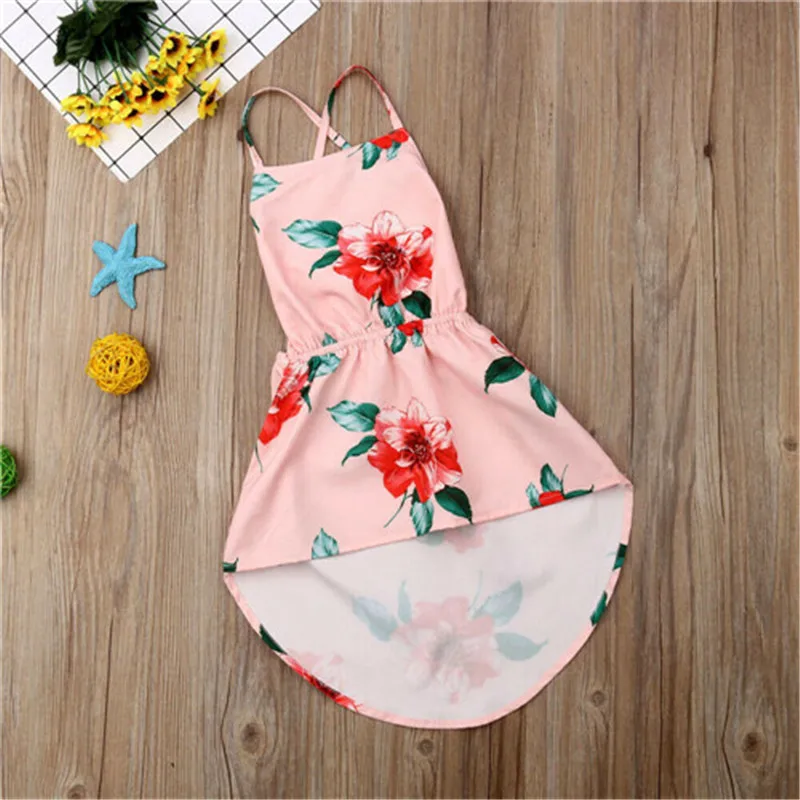 Flower Kids Baby Girl Summer Dress Backless Party Pageant Dress Sundress 1-6Y Kids Dresses For Girls O-neck Sleeveless Cotton