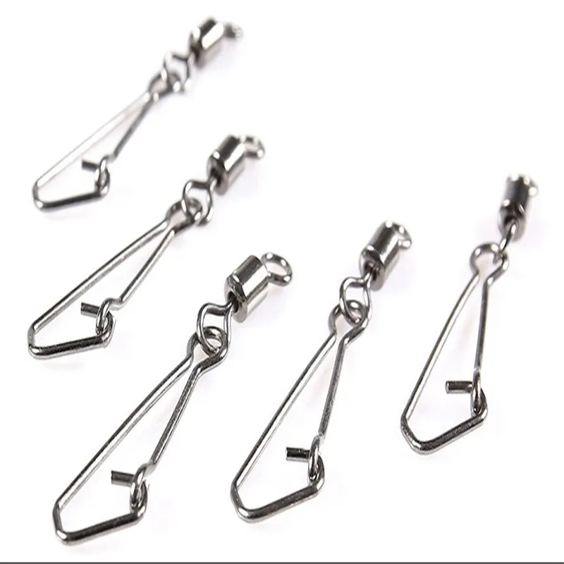 30PCS 2# 4# 6# 8#10# 12#14#  Stainless Steel Fishing Connector Barrel Swivels Rolling Swivel Nice Snap Pin Fishing Accessories