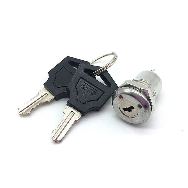 2PCS S1203 Electronic Key Switch ON OFF Lock Switch Phone Lock Security Power Locks 2 Keys 2 Position 12MM