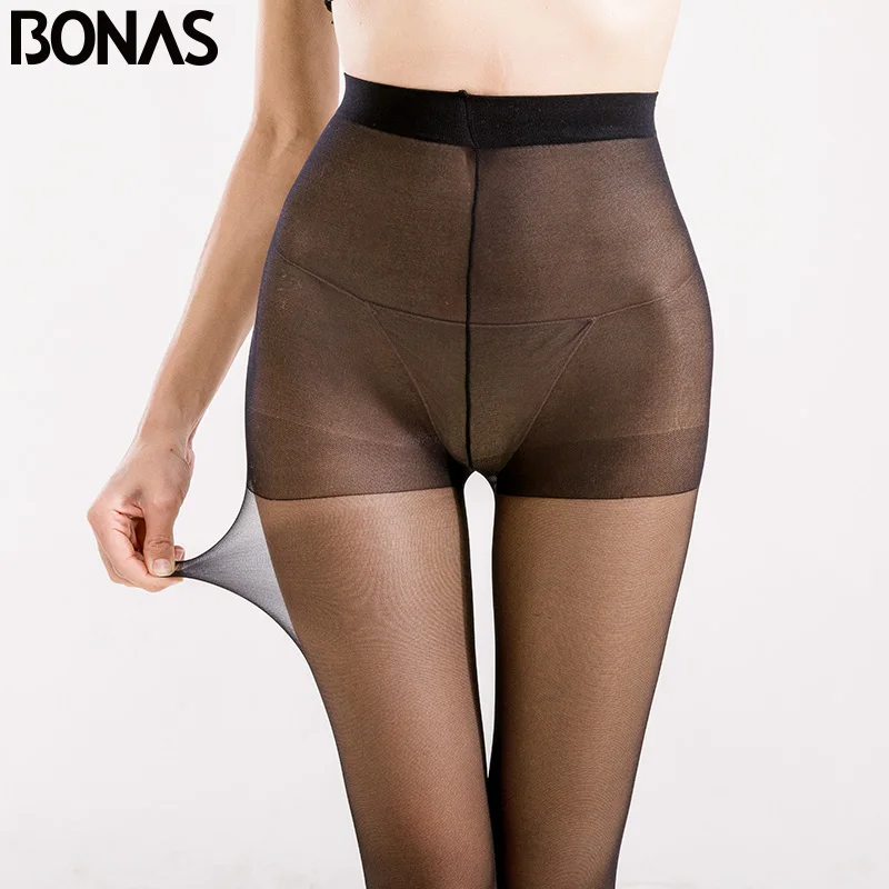 BONAS-Collants fins en nylon 12D pour femmes, 3 pièces/lot, grande taille, couleur unie, respirant, sexy