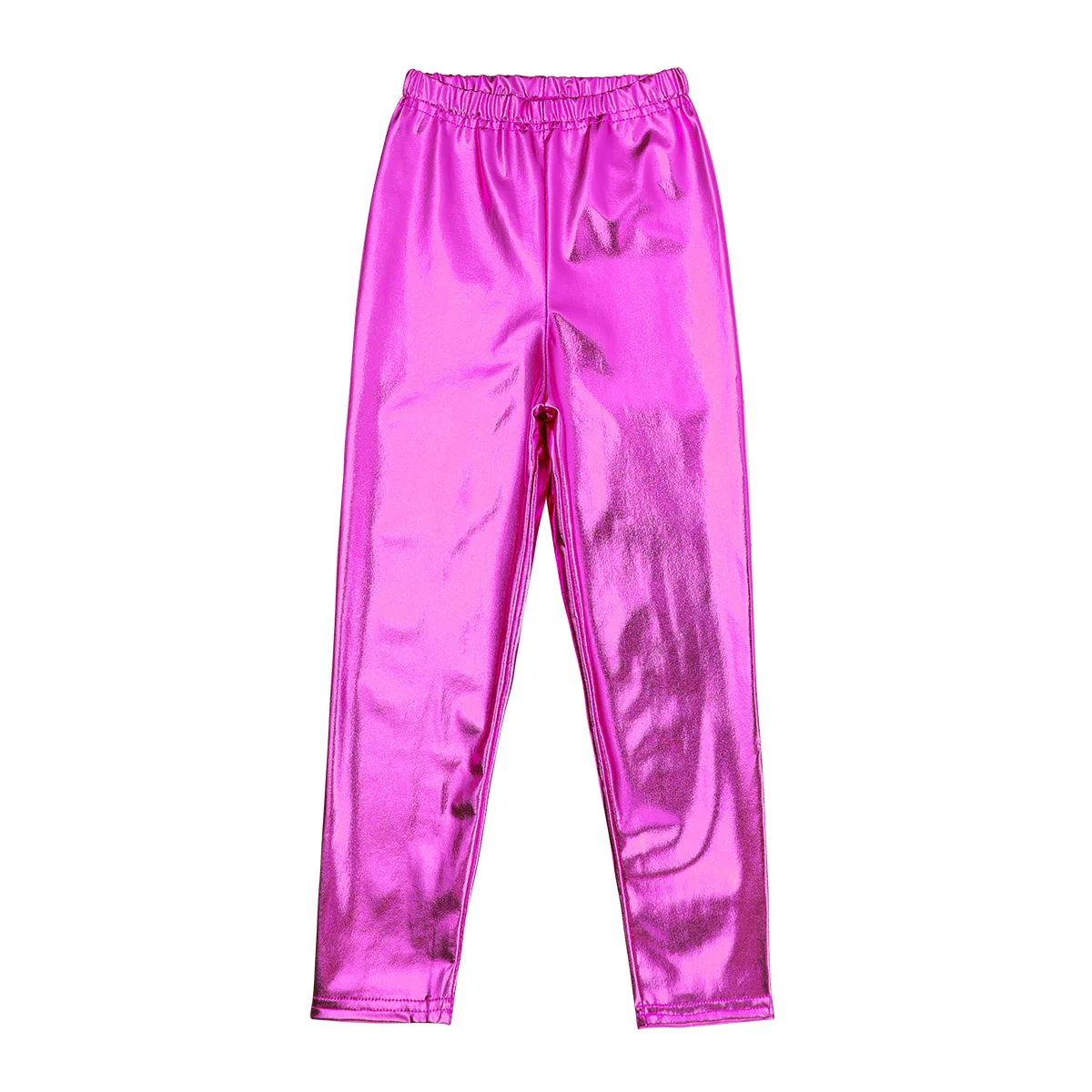 iEFiEL Kids Girls Shiny Metallic Fashion Solid Skinny Pants Leggings for Stage Performances Costumes or Class Dance Competitions