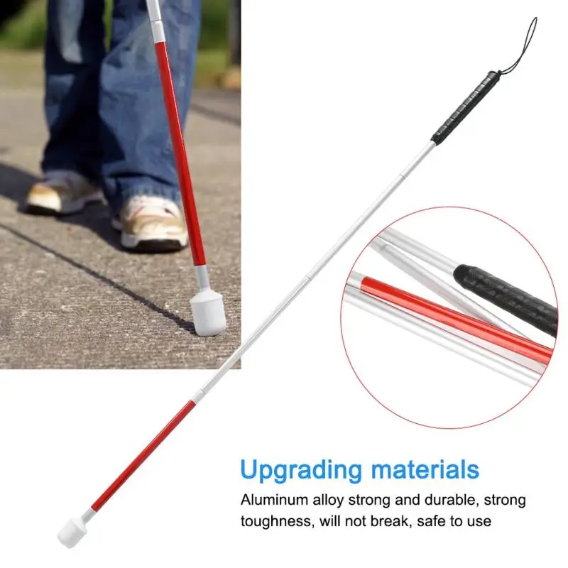 110cm Aluminum Alloy Foldable Reflective Blind Walking Stick  Blind Crutch for Old Man Woman