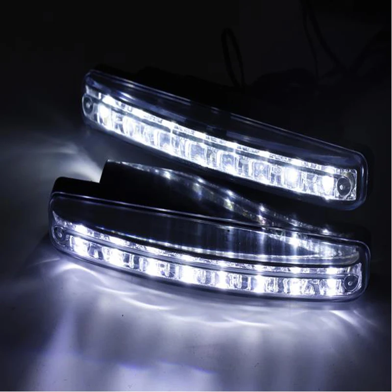 1pc Universal Car LED Light 12V 8LED Car Daytime Running Fog Lamp Car Driving Light Super Bright White Light Auxiliary Lamp