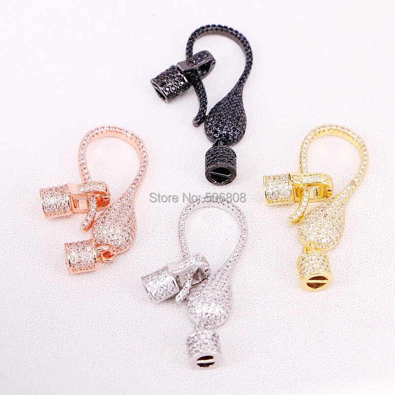 

10PCS ZYZ321-8184 Lobster Clasp/Buckle Micro paved , CZ Micro Pave clasp forleather cord, necklace, craft supplies