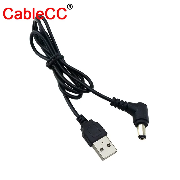 

CableCC Right Angled 90 Degree 5.5 x 2.5mm DC 5V Power Plug to USB 2.0 A Type Male Connector Charge Cable 100cm