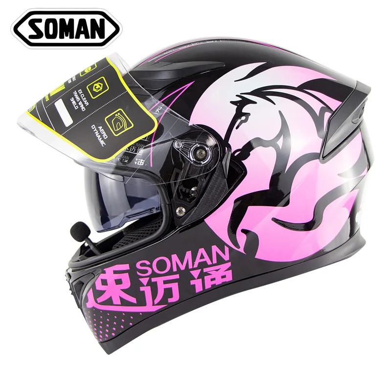 Soman Built-in Bluetooth Motorcycle Helmet Double Visors Motorbike Helmet Capacetes Moto SM960-BT