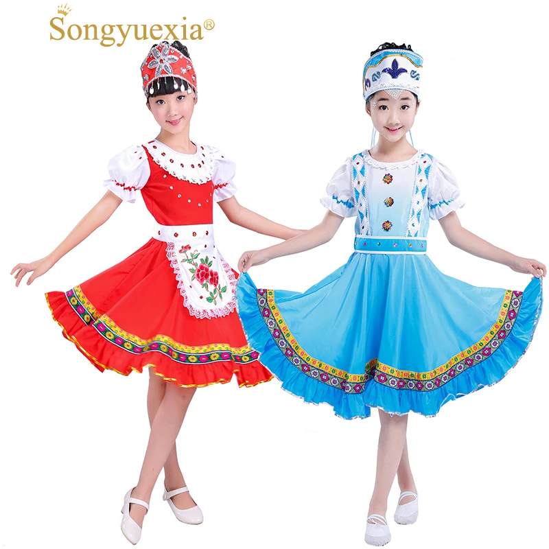 Songyuexia Children Russia Nation Performance Clothing Modern Stage Show Costumes Child Princess Skirt Party dance Dress