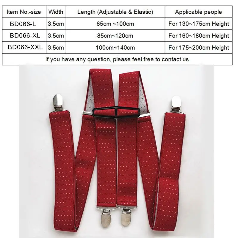 New Arrival H shaped Dot Suspender Men Women Suspenders 3 Size Wedding Wear Match Shirt Brace Jujube red BD066