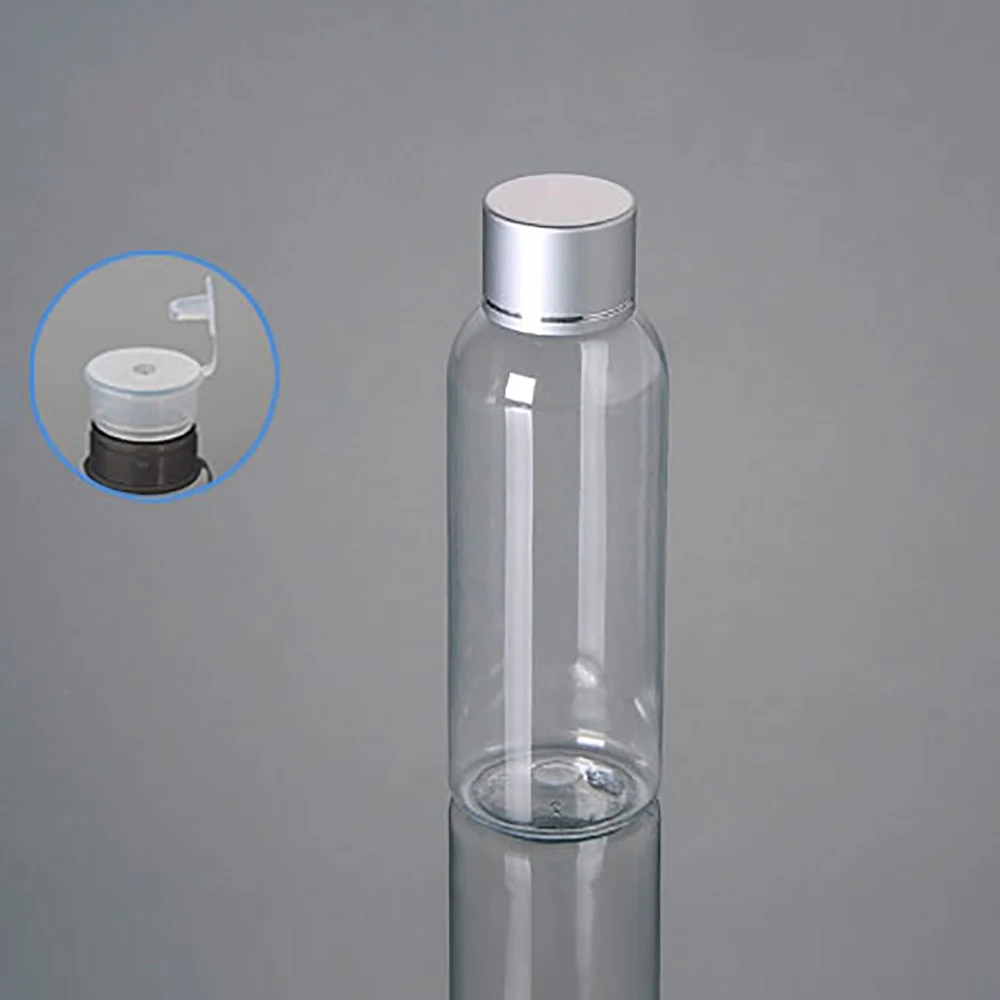 

100ml cosmetic packaging travel plastic bottle shower gel bottle face cream skin care container with metal cap