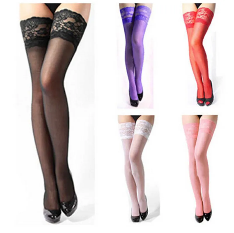 

Sexy Women Mesh Sheer Lace Stay Up Thigh High Hold-ups Stockings Pantyhose Lace Floral See Through Exotic Apparel Socks Hosiery