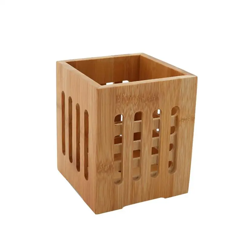 1 pc Chopsticks Holder Holey Durable Kitchen Bamboo Tableware Drying Canister Storage Bucket Cutlery Organizer for Restaurant